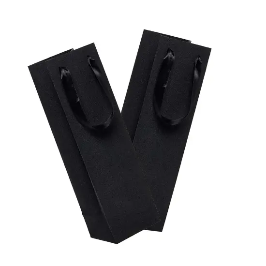 Glitter Grain Wine Euro Totes 4 1/8'' x 4 1/8'' x 14 1/4'' for Stylish Wine Gifts Black {6}