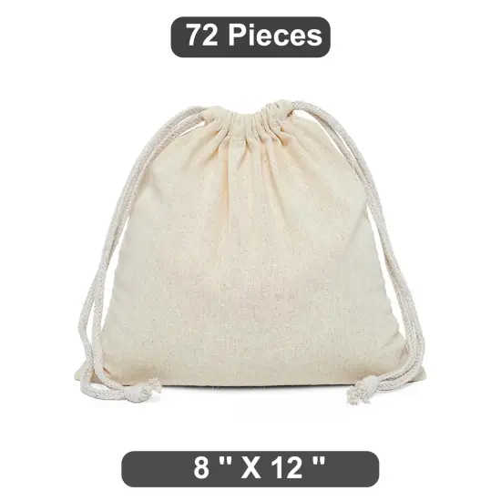 Wide 8" x 12" Plain Cotton Muslin Pouch {1}