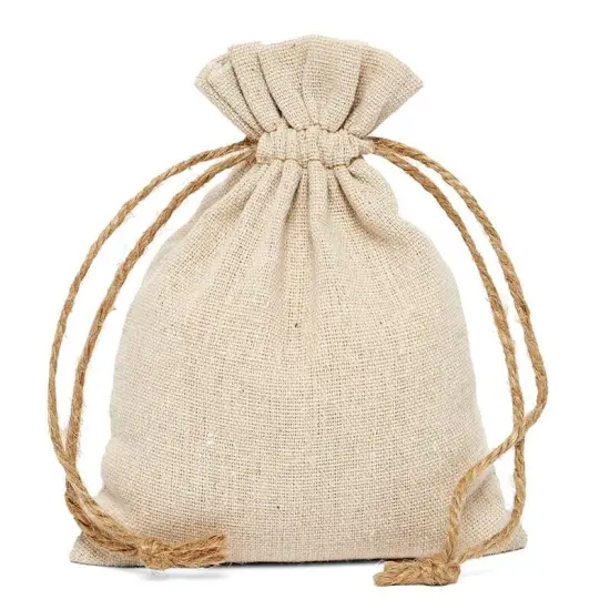 Linen Bag with Hemp Cord 12'' X 14'' Light weight {2}