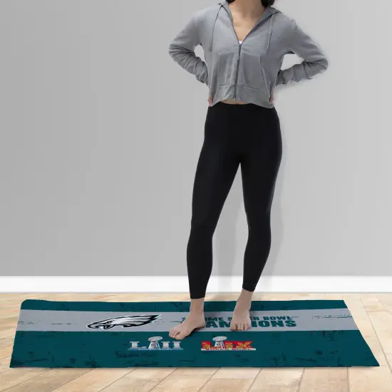 NFL Philadelphia Eagles 2025 Super Bowl LIX Multi Champ Tradition Washable Rug 36X62 Inches {2}