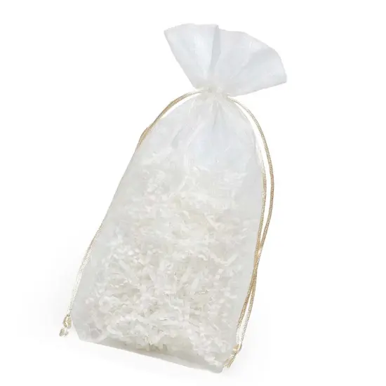 Flat Bottom Organza Bags 5 1/2'' x 11/2'' x 10 1/2'' for Special Occasions Ivory {4}