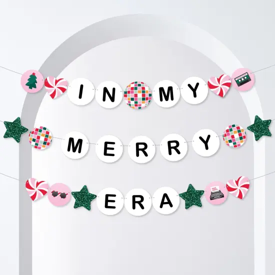 Big Dot of Happiness In My Merry Era Banner, Christmas Party Decorations, Xmas Holiday Backdrop, Large Holiday Friendship Bracelet Banner, 28 Pieces {1}