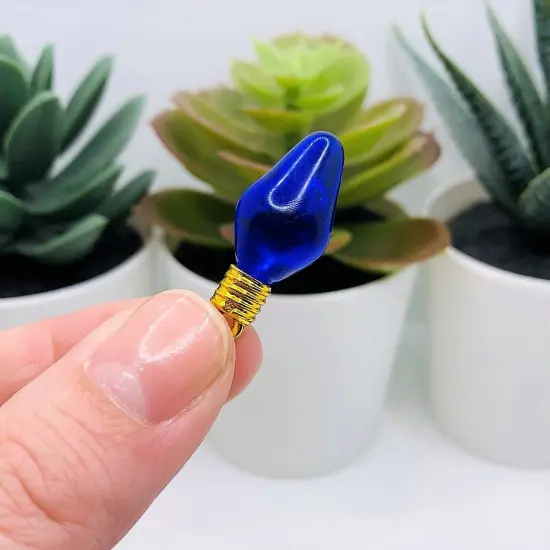 Blue Christmas Lightbulb 3D Acrylic Charms, 12x30mm {3}