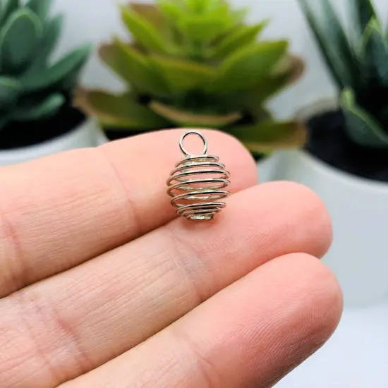 Antique Silver Spiral Lantern Bead Cages, 8x9mm {2}