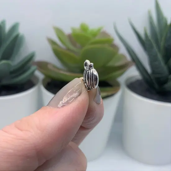 Small Silver Pumpkin Charms, 11x10mm {4}