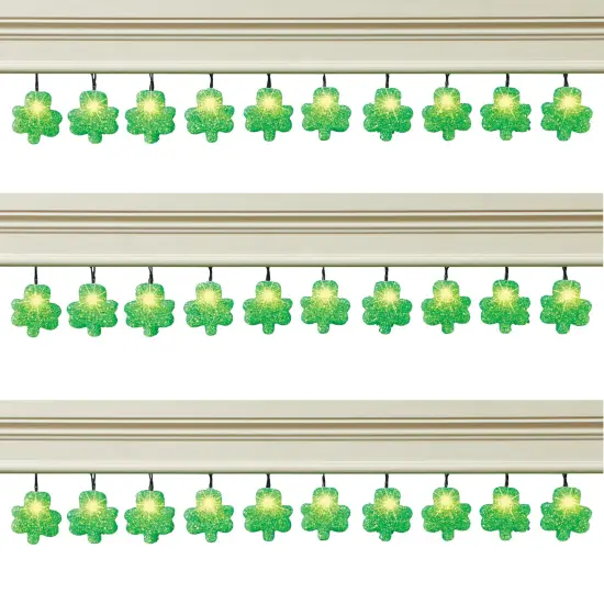 Collections Etc LED Lighted St. Patrick's Day Shamrock String Lights {2}