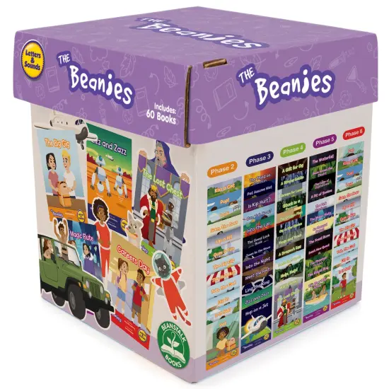 Junior Learning: The Beanies Diversity - Boxed Set - Hi-Lo Decodables, 60 Book Library, Phases 2-6, Week-By-Week Progression, Kids Reading Development {3}