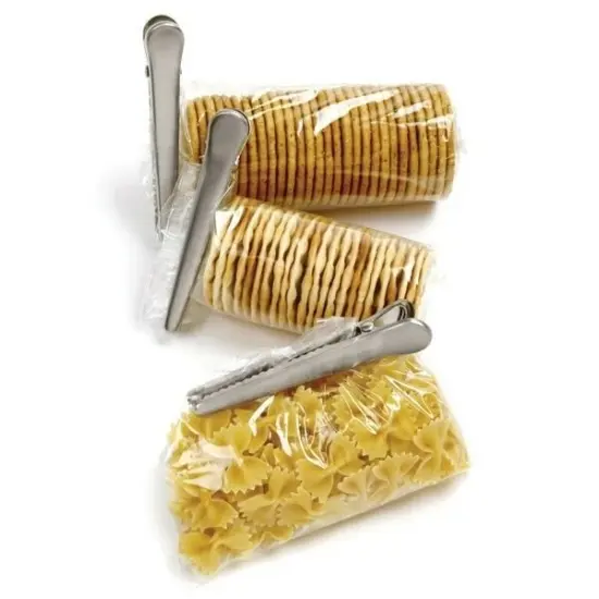 Norpro 3pc Stainless Steel Ultimate Jaw Clips - 4.5" Metal Squeeze Chip Bag Clip {3}