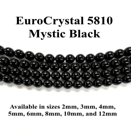 Mystic Black EuroCrystal 5810 Round Pearls - 2mm, 3mm, 4mm, 5mm, 6mm, 8mm, 10mm, and 12mm - Strands - Made in Austria {1}