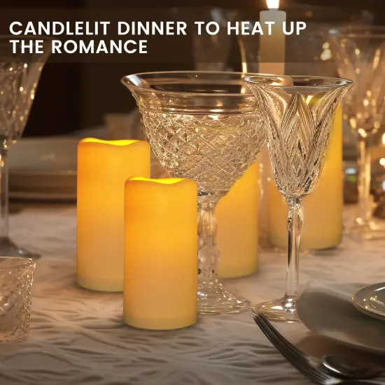 Large Outdoor Waterproof Flameless Candles with Remote Control,D3'' x H5.5'' Battery Operated Flickering LED Pillar Candle Plastic for Outdoor/Indoor Decoration Wedding, Party, Birthday (2PACK) {4}