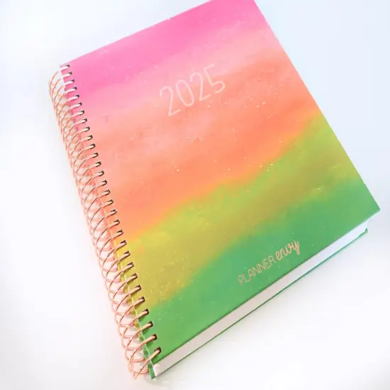 2025 Planner - Horizontal Layout, Spiral Bound - "Rainbow Glitz" (#101) {3}