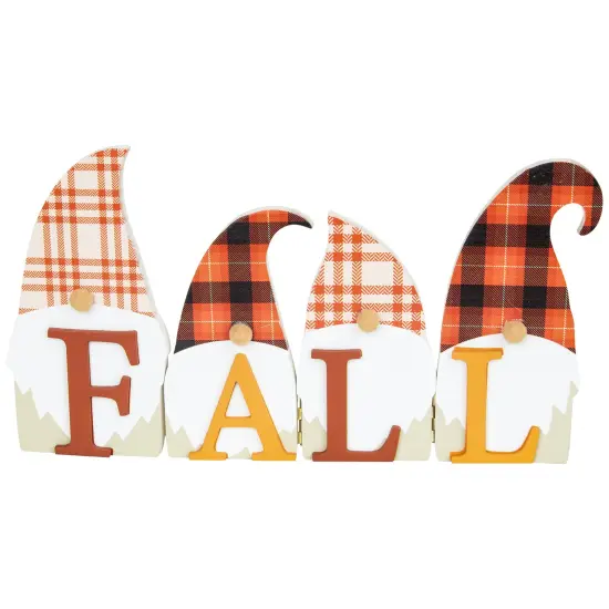 Northlight Plaid Gnomes Fall Harvest Wooden Sign - 10" Red {4}