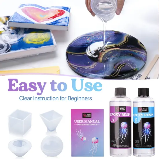 LET'S RESIN Epoxy Resin Kits and Molds Complete Set, 16oz Resin Art Kit with Silicone Molds, Pigment, Dried Flowers, Crafts for Adults, Beginners, Art Supplies for DIY Lovers, DIY Gift for Women {3}