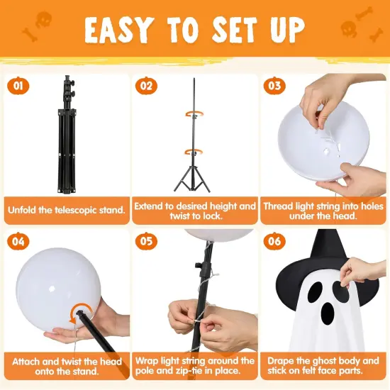 2 Packs 47'' Halloween Decorations Outdoor Standing Ghost {4}