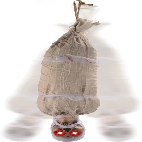 35" Halloween Animated Hanging Cocoon Corpse Decoration {1}