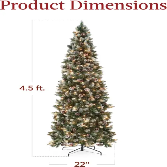 Pencil Christmas Tree Slim Frosted Tree with 250 Lights & Foldable Stand for Space Saving Holiday Decor White Lights {6}