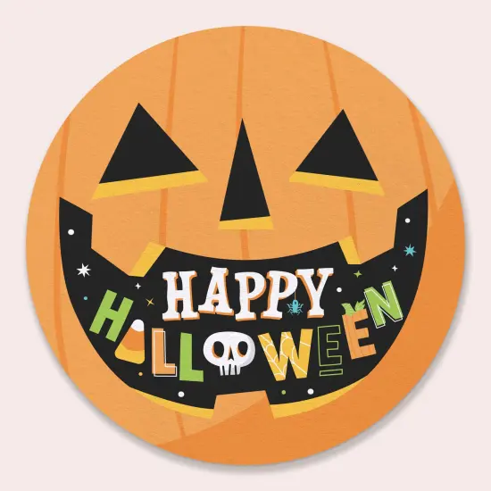 Big Dot of Happiness 25 Ct Jack-O'-Lantern Happy Halloween Drink Coasters, 4-Inch Disposable Round Paper Coasters, Cup Mats for Table Beverages {1}