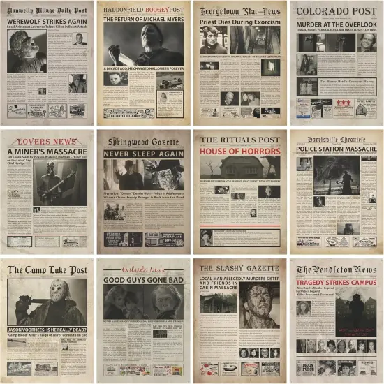 Vintage Horror Movie Newspaper Poster - 8x10 Inches {1}