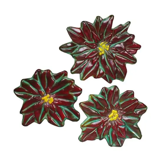 9.5" x 8.5" x 1.5" Poinsettia Ornaments Glass Fusing Kiln Mold {2}