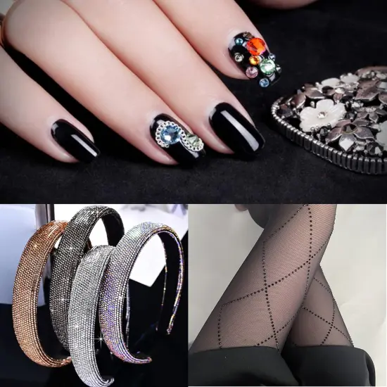 7000pcs+ Flatback Glass Hotfix Iron On Rhinestones Crystal for DIY Making with 1 Tweezer & 1 Picking Pen for Shoes, Clothes, Face Art, Bags, Manicure (Jet Black, 5-Sizes) {3}