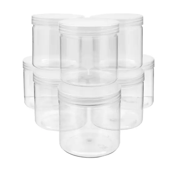 Slime Containers with Lids - 8 Pack Clear Plastic Jars for Kids DIY Crafts (12 oz) {1}