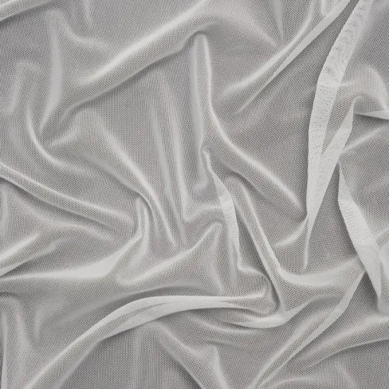 1 Yard White Stretch Polyester Mesh Designer Deadstock Fabric 59 Inch Width {1}