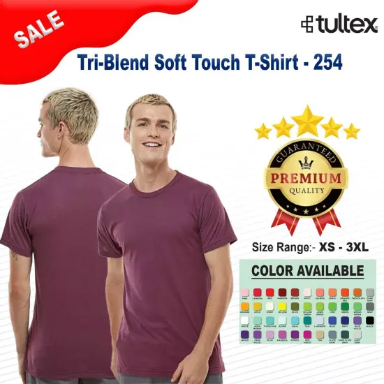 Tultex&reg; Tri Blend Soft Touch Crewneck Short Sleeve T-Shirt Midnight tri blend {2}