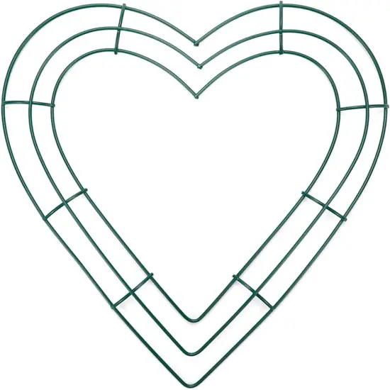 Wire Wreath Frame DIY Heart Shaped Wreath Form Iron Art Flower Wreath Rings 25mm,Green,4PCS {2}