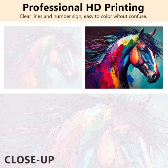 Paint by Numbers for Adults Beginner Horse Paint by Number Kits DIY Acrylic Painting for Adults Kids Paint by Number Abstract Paint by Number Arts Craft, 16 x20 Inch {3}
