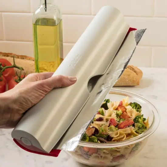 Hutzler Refillable Wrap Dispenser - Stores & Dispenses Foil, Plastic Wrap, Wax Paper and Parchment Paper Red {5}
