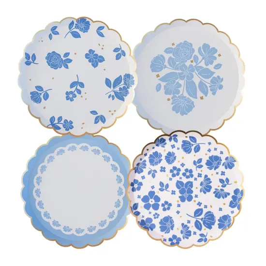 BELLE BLUE ELEGANT FLORAL DESSERT PLATES {1}