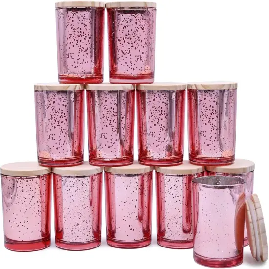 Thick Candle Jars for Making Candles - 12 PCS (Speckled Pink) {1}