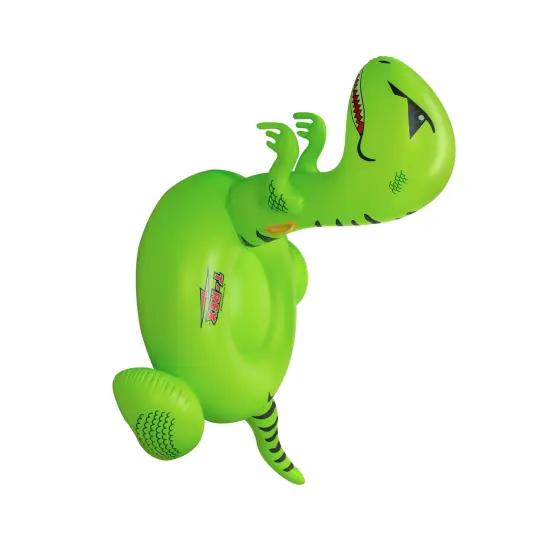 Swim Central 78" Inflatable Green and Black Giant T-Rex Ride-On Swimming Pool Float Toy {4}