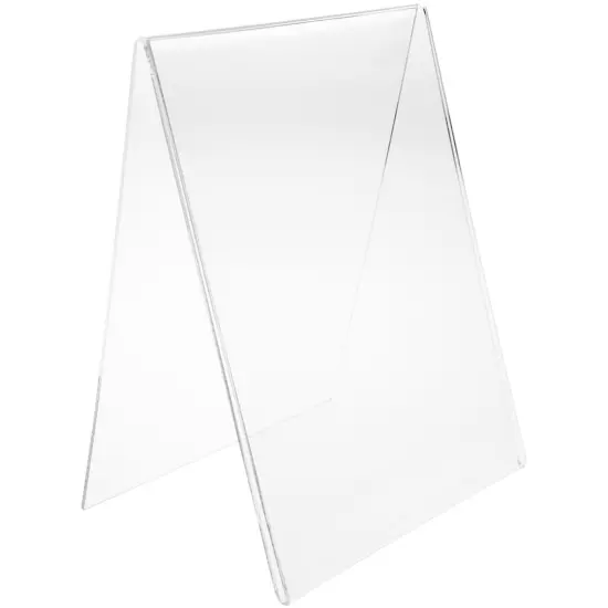 Plymor Clear Acrylic Folded A-Frame Holder for 1 Sign or Photo, 11" H x 8.5" W x 6" D {2}