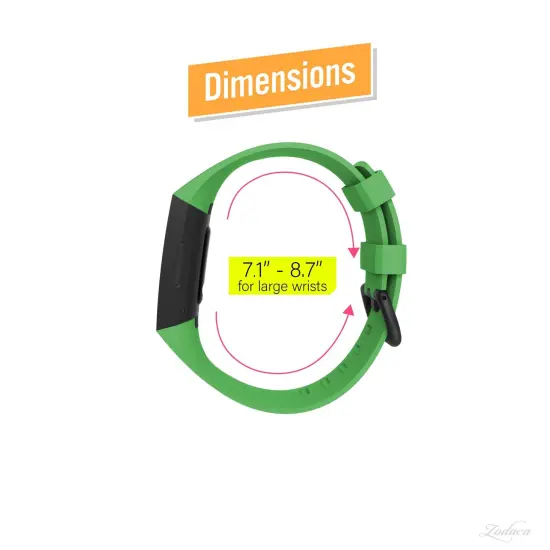 Zodaca Silicone Watch Band Compatible with Fitbit Charge 3, Charge 3 SE (Large), and Charge 4, Fitness Tracker Replacement Bands, Green {5}
