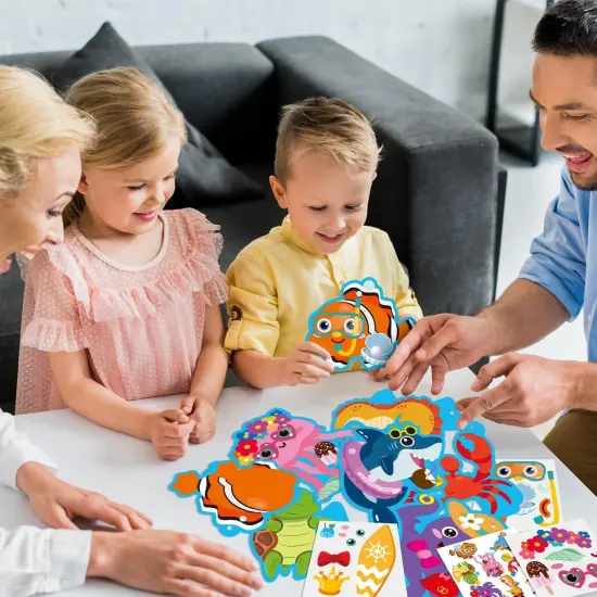 40 Packs Summer Sea Animals Craft Kit for Kids - Make Your Own Ocean Marine Animal Card Bulk Set DIY Self-Adhesive Sticker {4}