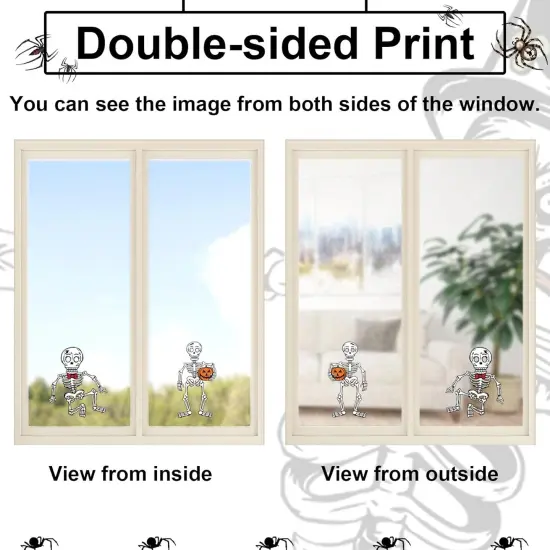 Halloween Window Clings 6 Sheets Spooky Skeleton Window Decals {5}
