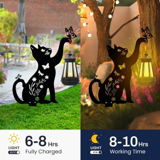 (2 PCS) - Black Cat Yard Signs Stake Decor with Butterfly {4}
