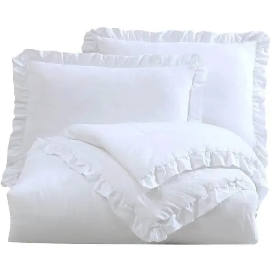 Stone Washed Ruffled Edge Microfiber Comforter Set {8}