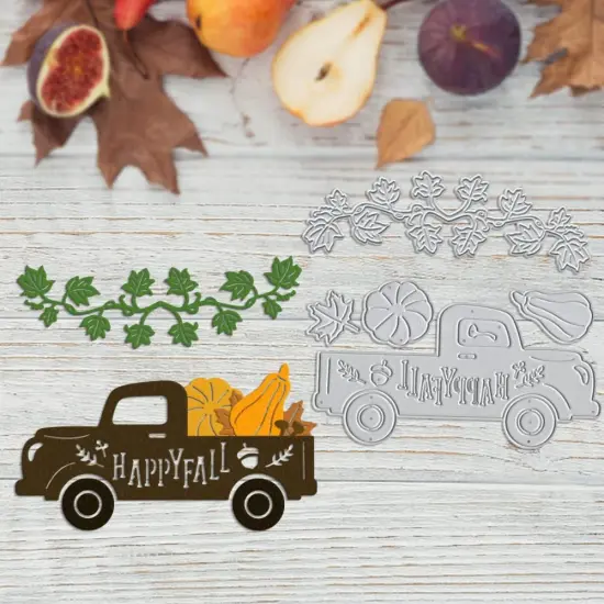Autumn Cutting Dies Thanksgiving Fall Truck Harvest Maple Leaf Pumpkin {4}