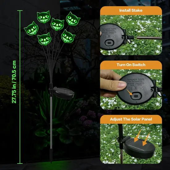 12LED 2PACKS - Halloween Decorations Outdoor Cat Yard Signs(Green) {4}