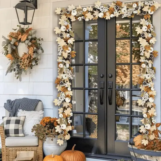 Fall Artificial Maple Leaf Garland Decor - 5.25Ft {3}