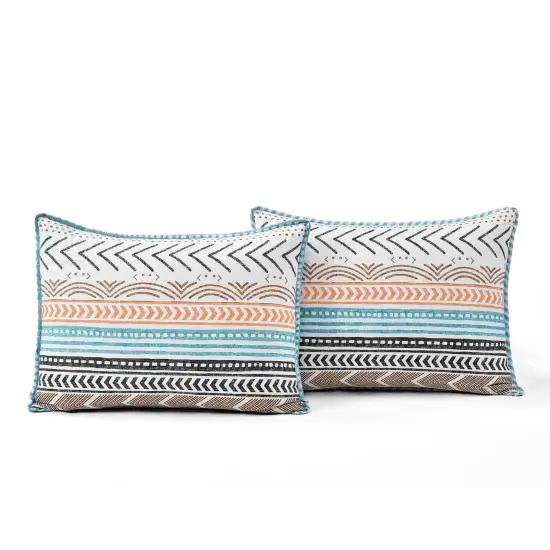 3 Piece Scandinavian Chevron Quilt Set with Reversible Cotton Cover and Matching Pillow Shams {3}