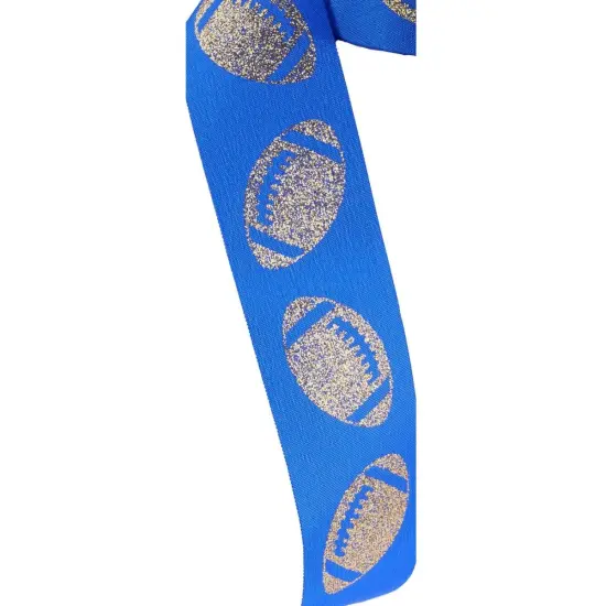 1.5" Glitter Football Ribbon: Royal Blue/Gold (100 Feet) {2}