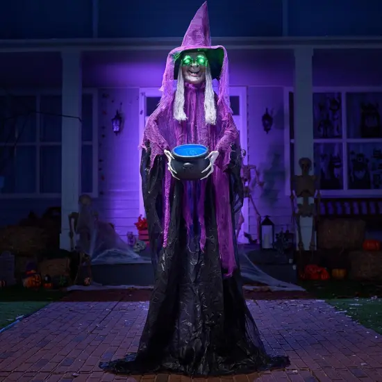 Halloween Decorations Standing Witch with Cauldron {2}