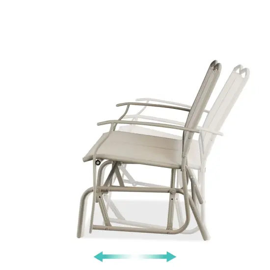 2 Seat Mesh Patio Loveseat Swing Glider Rocker with Armrests Taupe {3}