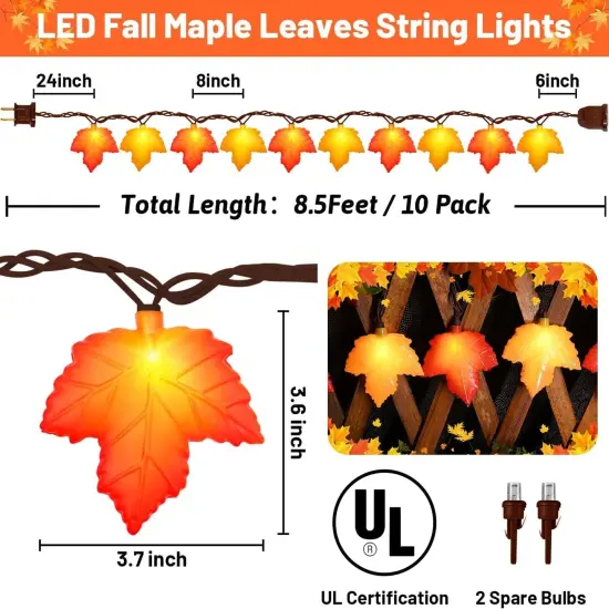 LED Fall String Lights Orange Yellow Leaf Lights {2}