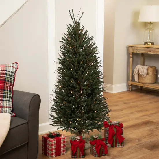 Northlight 4' Medium Warsaw Twig Artificial Christmas Tree in Burlap Base - Clear Lights Brown {1}