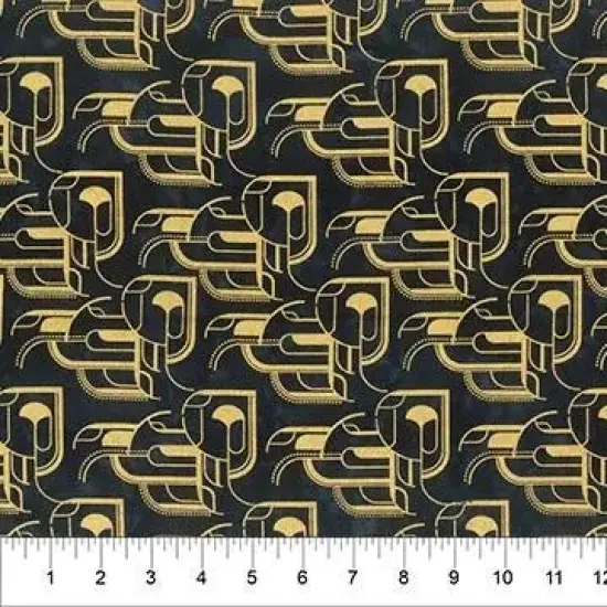 Banyan 83372-99 ART DECO - Arches - Black Metallic 45" Fabric Per Yard {1}
