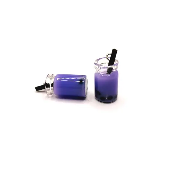 Purple Taro Boba Milk Tea 3D Charms, 27x12mm {1}